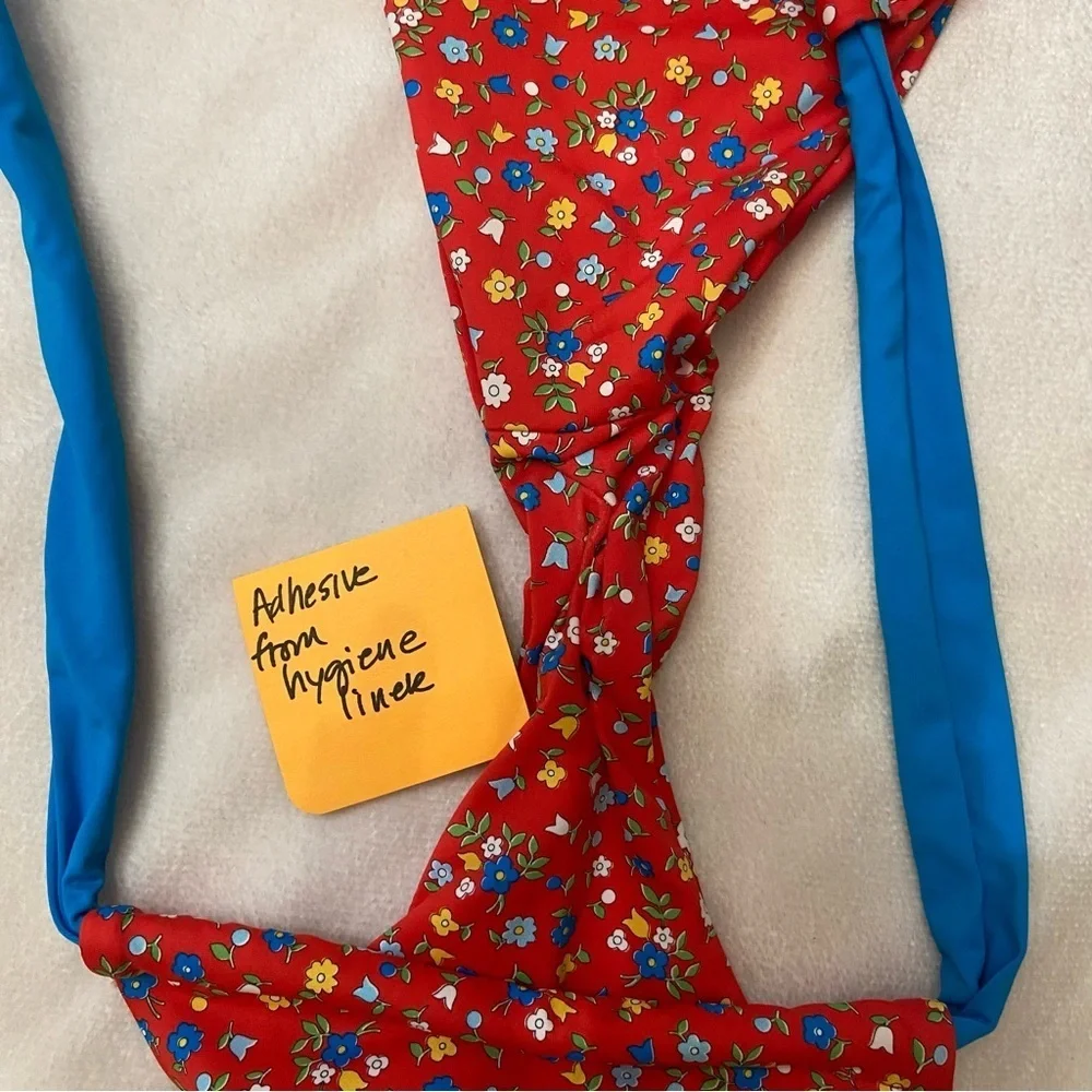 New! Frankies Bikinis Kealy Tie Side Cheeky Bikini Bottom Red Blue 1488